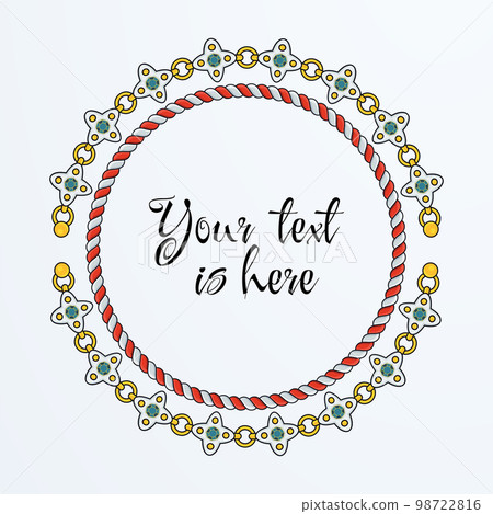 Round rope frame isolated on white background. Twisted cord 98722816