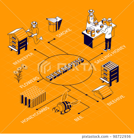 Beekeeping Isometric Flowchart Composition 98722936