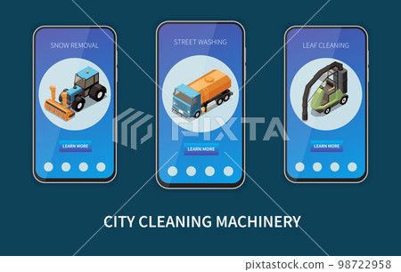 City Cleaning Machinery Isometric Set 98722958