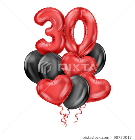 Anniversary Balloons Realistic Colored Composition 98723012