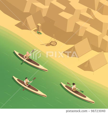Canoeing Kayaking Isometric Composition 98723040