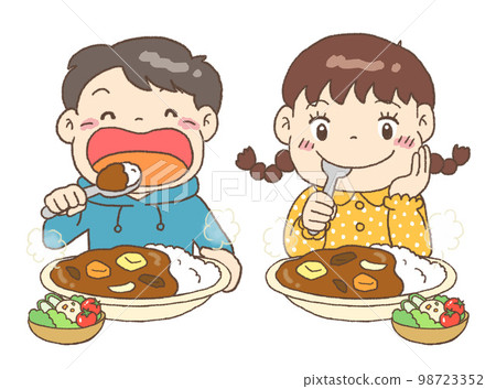 children eating curry children eating curry 98723352