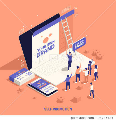 Self Branding Promotion Isometric Composition 98723583