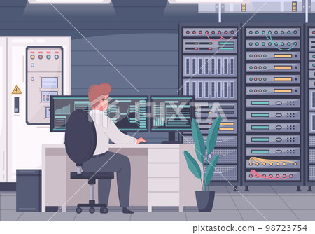 Server Analyst Cartoon Composition Server Analyst Cartoon Composition 98723754