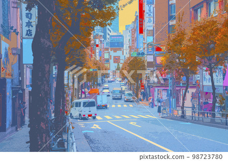 東京新宿的白天城市景觀 98723780