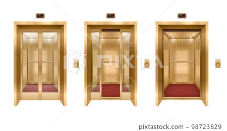 Golden Elevator Door Set Golden Elevator Door Set 98723829