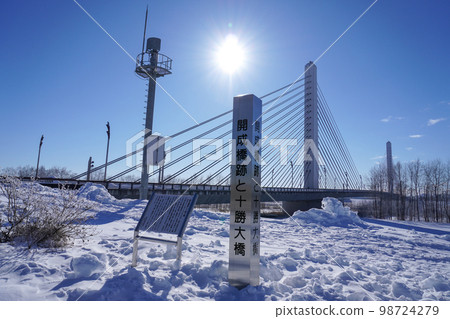 Kaisei Bridge Ruins and Tokachi Ohashi Bridge, Winter Kaisei Bridge Ruins and Tokachi Ohashi Bridge, Winter 98724279