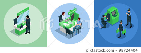 Bank Branch Isometric Compositions 98724404