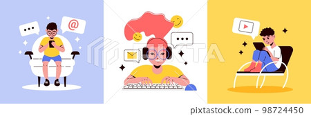 Children Gadget Addiction Design Concept Children Gadget Addiction Design Concept 98724450