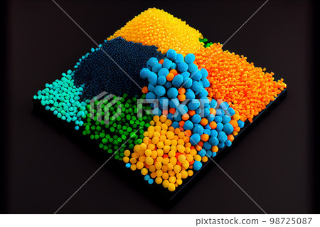 Crushed plastic granules for recycling. Plastic crusher. Recycled plastic with mixed colors. The concept of recycled plastic used 98725087