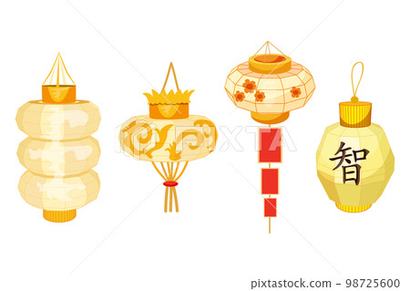 Vector chinese lanterns with hieroglyph. Decor 98725600