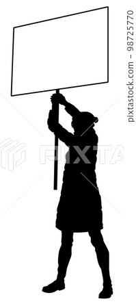 Protest Rally March Picket Sign Silhouette Person 98725770