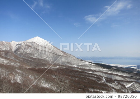 Mount Bandai from Alts Bandai Ski Resort in Fukushima Prefecture in the winter of 2022 Mount Bandai from Alts Bandai Ski Resort in Fukushima Prefecture in the winter of 2022 98726350