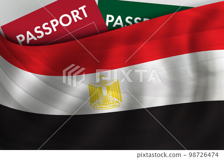 Egyptian flag background and passport of Egypt. Egyptian flag background and passport of Egypt. 98726474