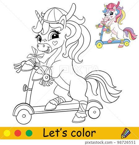 Kids coloring cartoon unicorn character vector illustration 4 Kids coloring cartoon unicorn character vector illustration 4 98726551