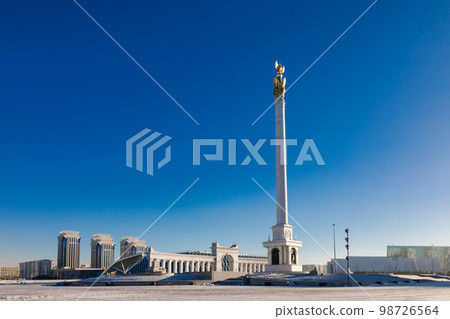 Kazakh Eli monument on Independence Square in Astana Kazakhstan 98726564