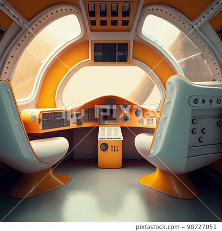 Space shuttle cartoon interior. Space shuttle cartoon interior. 98727051