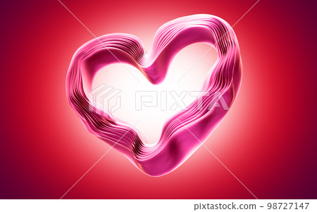 Ribbons in shape of Heart with drapery layers and folded textile ruffle. Ribbons in shape of Heart with drapery layers and folded textile ruffle. 98727147