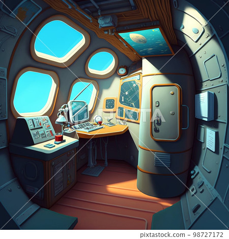 Space shuttle cartoon interior. Space shuttle cartoon interior. 98727172