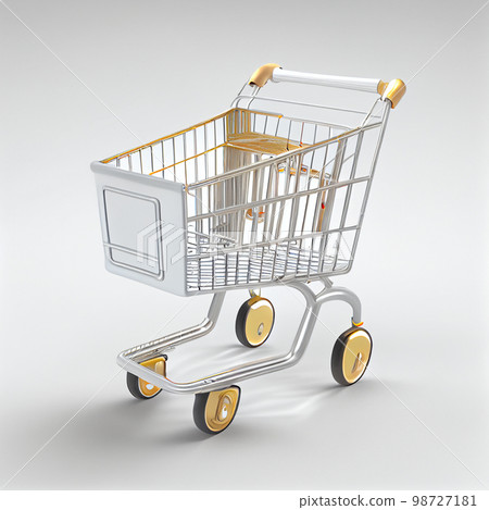 Supermarket Sleigh with Christmas Decorations isolated on white background 98727181