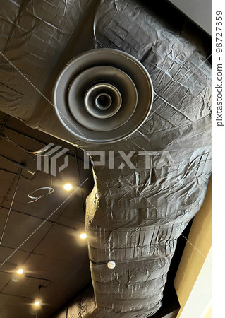 Ventilation system of pipes, ducts and grills in industrial business building Ventilation system of pipes, ducts and grills in industrial business building 98727359