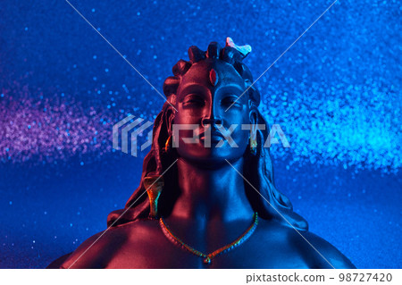 Maha Shivratri, Lord Shiva on blue background. Maha Shivratri, Lord Shiva on blue background. 98727420