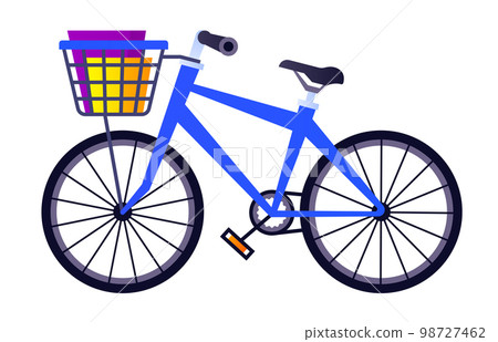 Bicycle with a basket - modern flat design style single isolated image 98727462