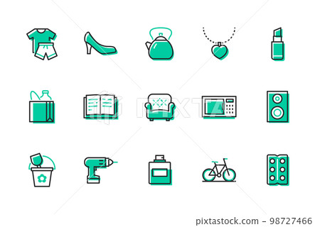Household items and appliances - set of line design style icons Household items and appliances - set of line design style icons 98727466