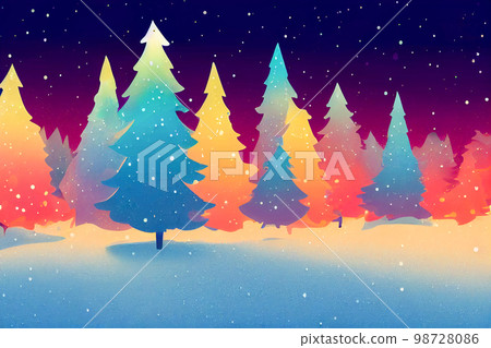 Illustrative image of colorful Christmas trees 98728086