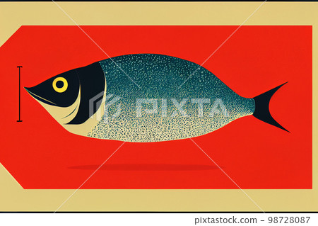 Color illustration of a fish 98728087