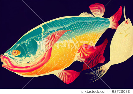 Color illustration of a fish 98728088