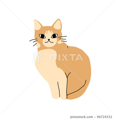 Illustration of isolated cute happy sitting orange cat Illustration of isolated cute happy sitting orange cat 98728332