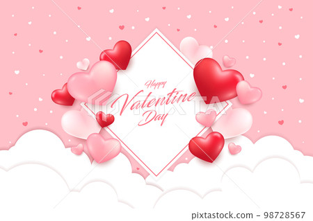 Valentine's day concept posters set. Vector illustration. red and pink paper hearts with frame on geometric background. Cute love sale banners or greeting cards. love romantic happy graphic design Valentine's day concept posters set. Vector illustration. red and pink paper hearts with frame on geometric background. Cute love sale banners or greeting cards. love romantic happy graphic design 98728567