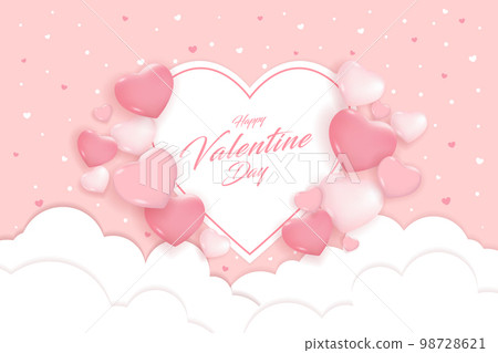 Valentine's day concept posters set. Vector illustration. red and pink paper hearts with frame on geometric background. Cute love sale banners or greeting cards. love romantic happy graphic design Valentine's day concept posters set. Vector illustration. red and pink paper hearts with frame on geometric background. Cute love sale banners or greeting cards. love romantic happy graphic design 98728621