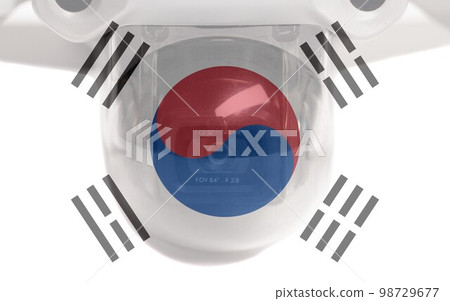 South Korea flag and quadcopter drone aerial camera 98729677