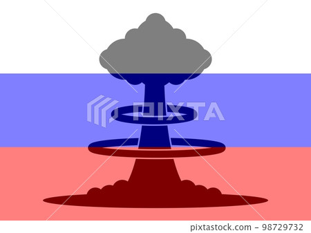 Nuclear Explosion with Russian flag. Concept of war Nuclear Explosion with Russian flag. Concept of war 98729732