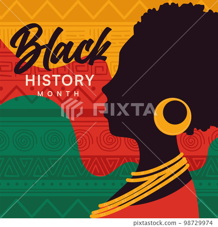 Black history month poster Cute afro american girl character Vector Black history month poster Cute afro american girl character Vector 98729974