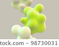 3D floating green cells on gray background. 98730031