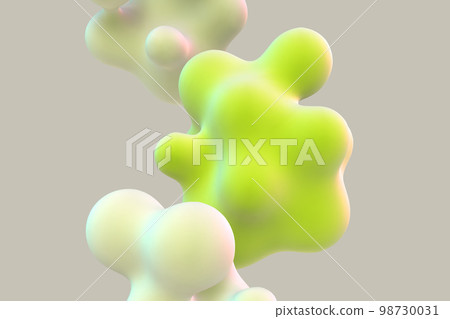 3D floating green cells on gray background. 3D floating green cells on gray background. 98730031