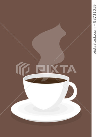 White cup of black coffee on a saucer morning breakfast 98731019