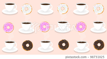 cup of black roasted fresh coffee espresso latte cappuccino with donuts texture pattern 98731025