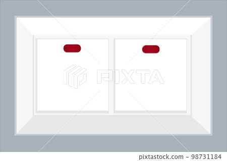 two electric light switch stylish on the wall with a red light bulb two electric light switch stylish on the wall with a red light bulb 98731184