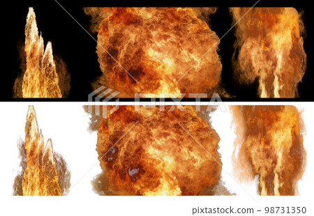 Set of Fireball explosion with sparks and smoke 98731350