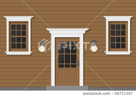wooden house with white windows and white door brown wooden house with white windows and white door brown 98731387