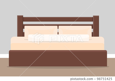 large double bed with pillows near the wall in the room 98731425
