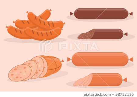 set of sausage products sausages and salami boiled sausage set of sausage products sausages and salami boiled sausage 98732136