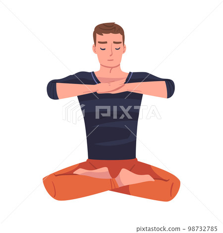 Man Character Doing Meditation Sitting in Lotus - Stock Illustration  [98732785] - PIXTA