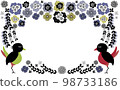 Fashionable hand drawn frame of Scandinavian style flowers and birds 98733186