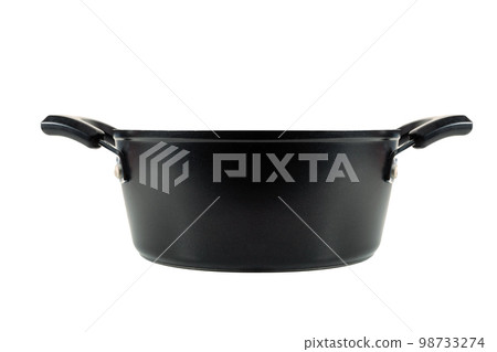 Black pot non stick pan isolated on white background. Black pot non stick pan isolated on white background. 98733274