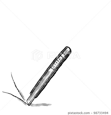 Stationery cutter knife illustration (ink hand-drawn illustration) 98733494